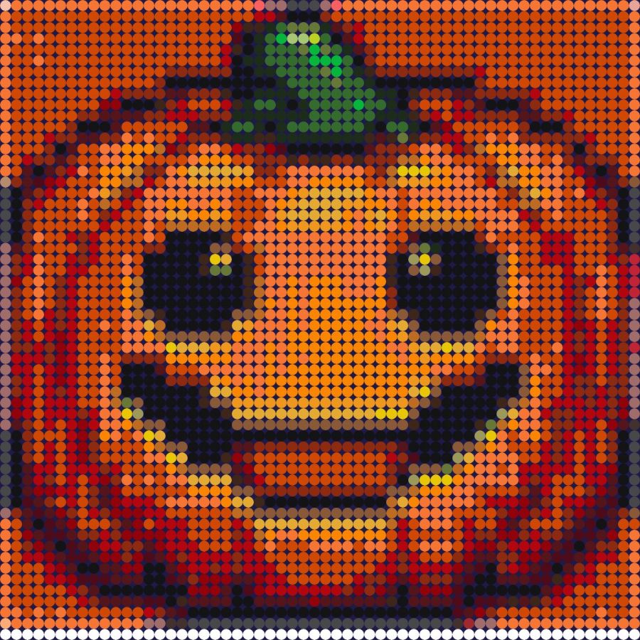 Pumpkin with a light that smiles happily – bead pattern in orange, red, and brown