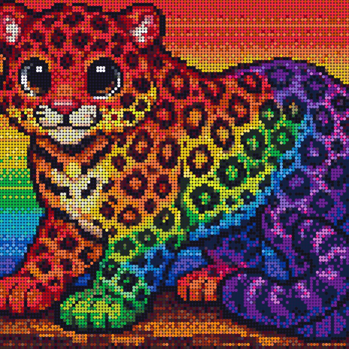 Regnbuefarvet leopard med farverige pletter