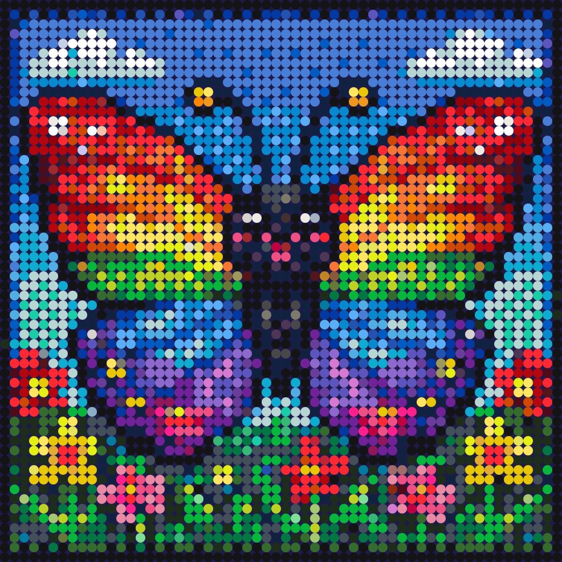 Rainbow Butterfly with Detailed Wings – bead board pattern